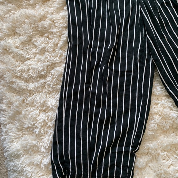 American Eagle black and white stripe tube top jumpsuit - Picture 3 of 5